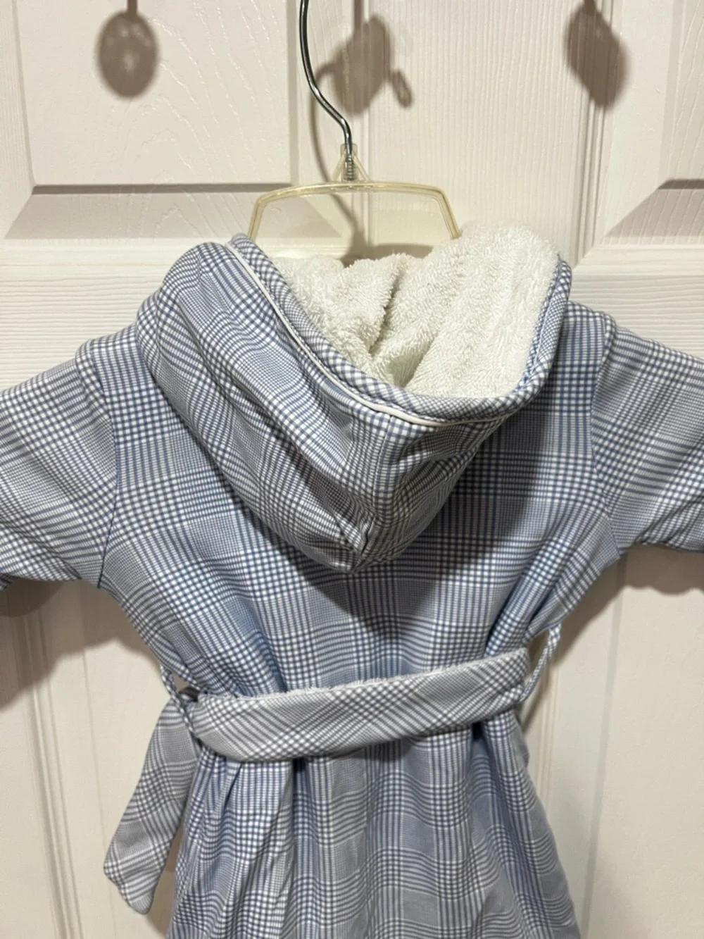 Ralph Lauren Pima Cotton Plaid Hooded Robe Checkered Terrycloth Lining 9Months